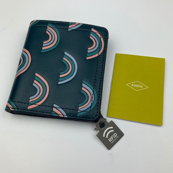 Fossil Handbags - Fossil Rainbow Teal Leather Bifold